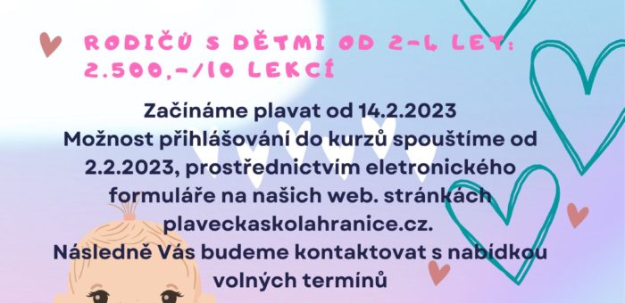 Zápis plavání kojenců, batolat a rodičů s dětmi: JARNÍ KURZ ÚNOR/KVĚTEN 2023